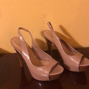 Shiny Nude High Heels Sandals